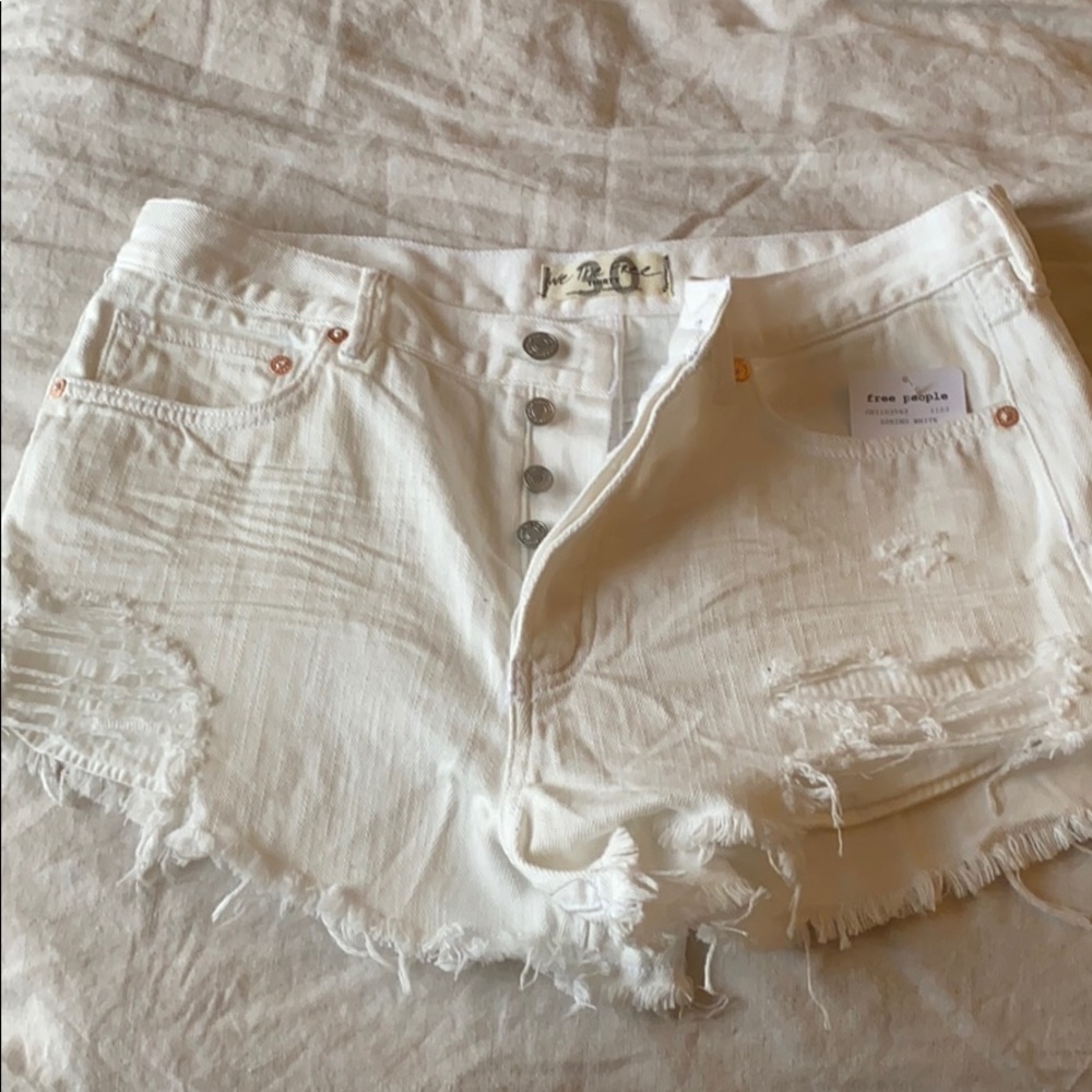 Free People white denim distressed shorts NEW